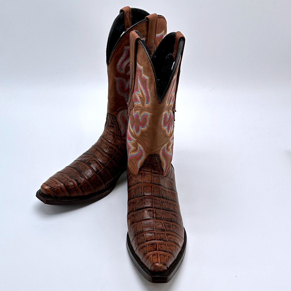 Dingo Mens Brown Caiman Print Leather Western Cowboy Boots DI128 Size 9 D